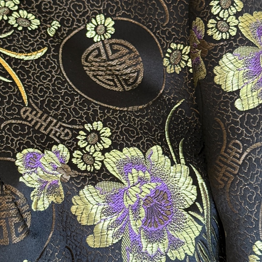 Vintage Asian brocade mandarin collar side slit’s reversible cocktail jacket - Picture 13 of 15